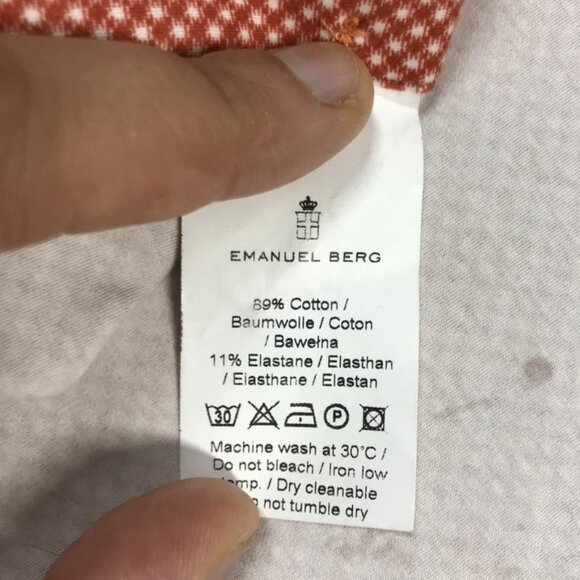 Emanuel Berg Shirt Mens L/XL 17 Red White Modern Fit Stretch Button Up Dress - Picture 3 of 11